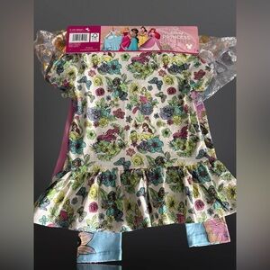 Disney Princess Floral Kids Dress with Ruffles 5 piece set size 4T